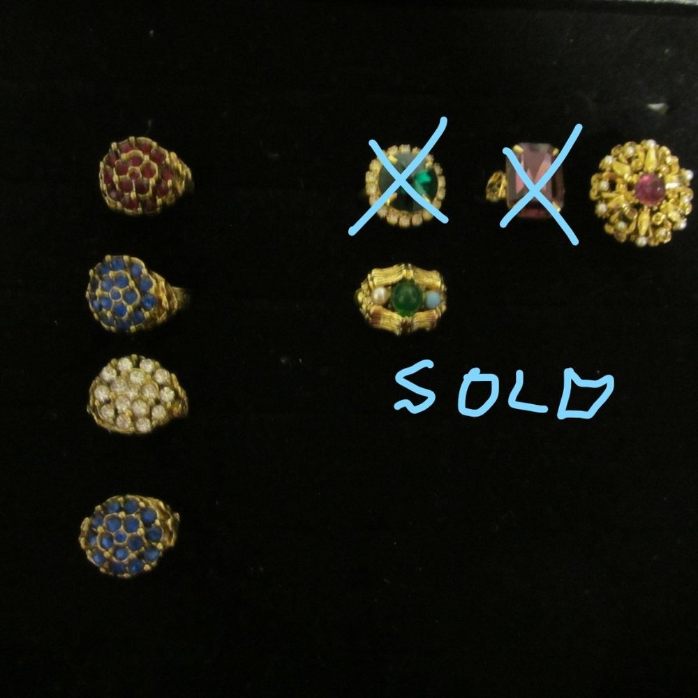 Set of 6 Rhinestone embellished Adj Rings